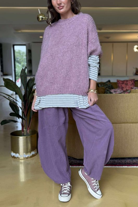 Made in Italy Big Softie Cap Sleeve Knit Top Heather -